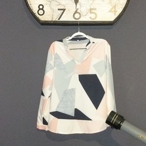 Modern geometrical women's long sleeve dress shirt